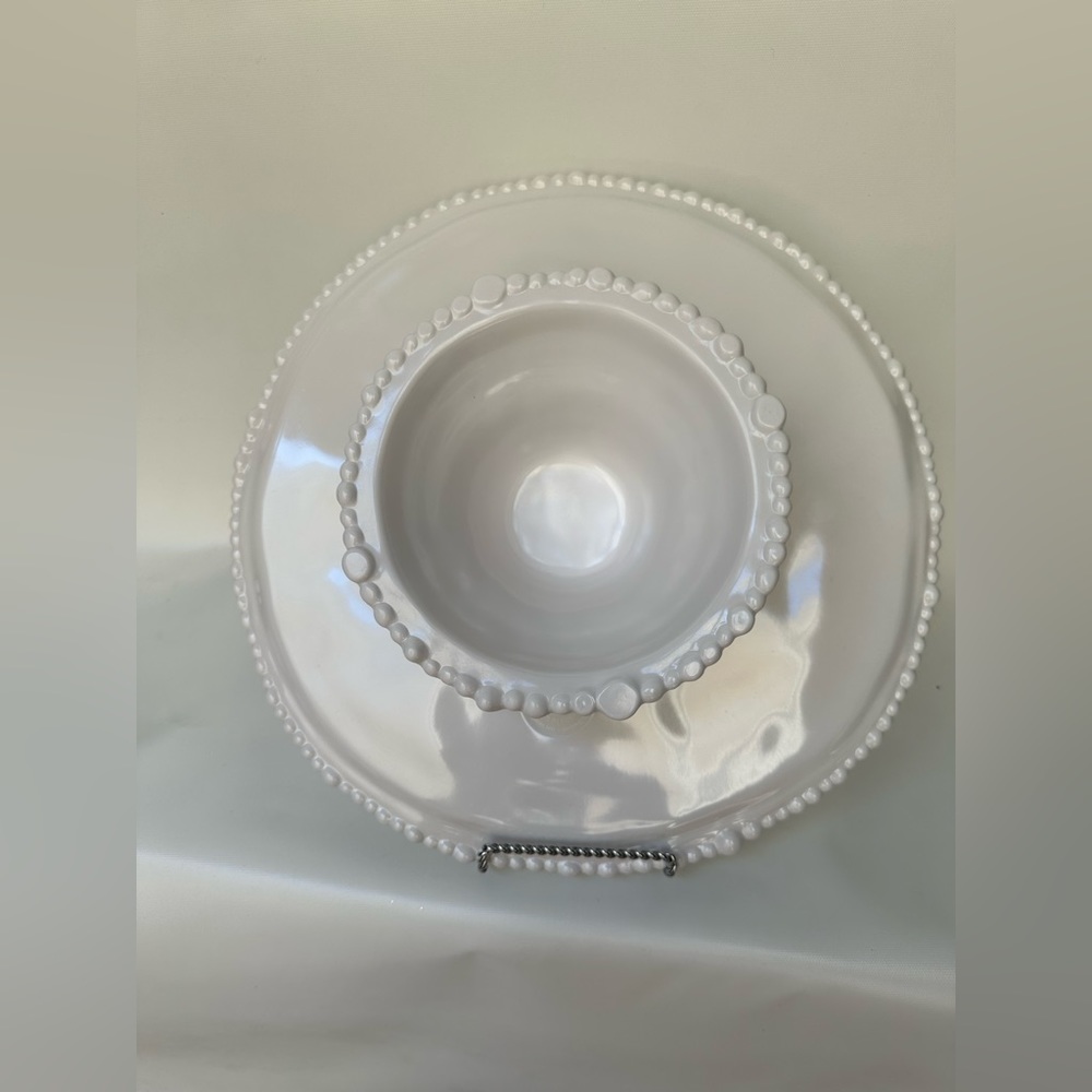 Brand New Home Expressions White Melamine Beaded Pedestal Cake Stand - Picture 5 of 5
